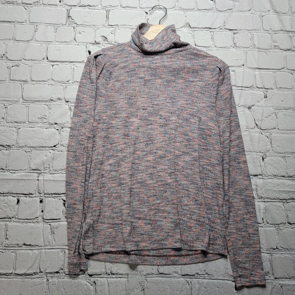 Loft Knitted Multicolor Turtleneck LongSleeve Top Scrunch Shoulder Size‎ M